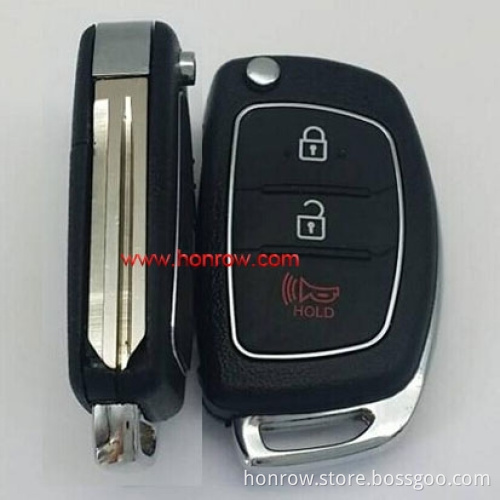 Honrow new arrived 2+1 button flip remote key blank for Hyunda with Right Blade